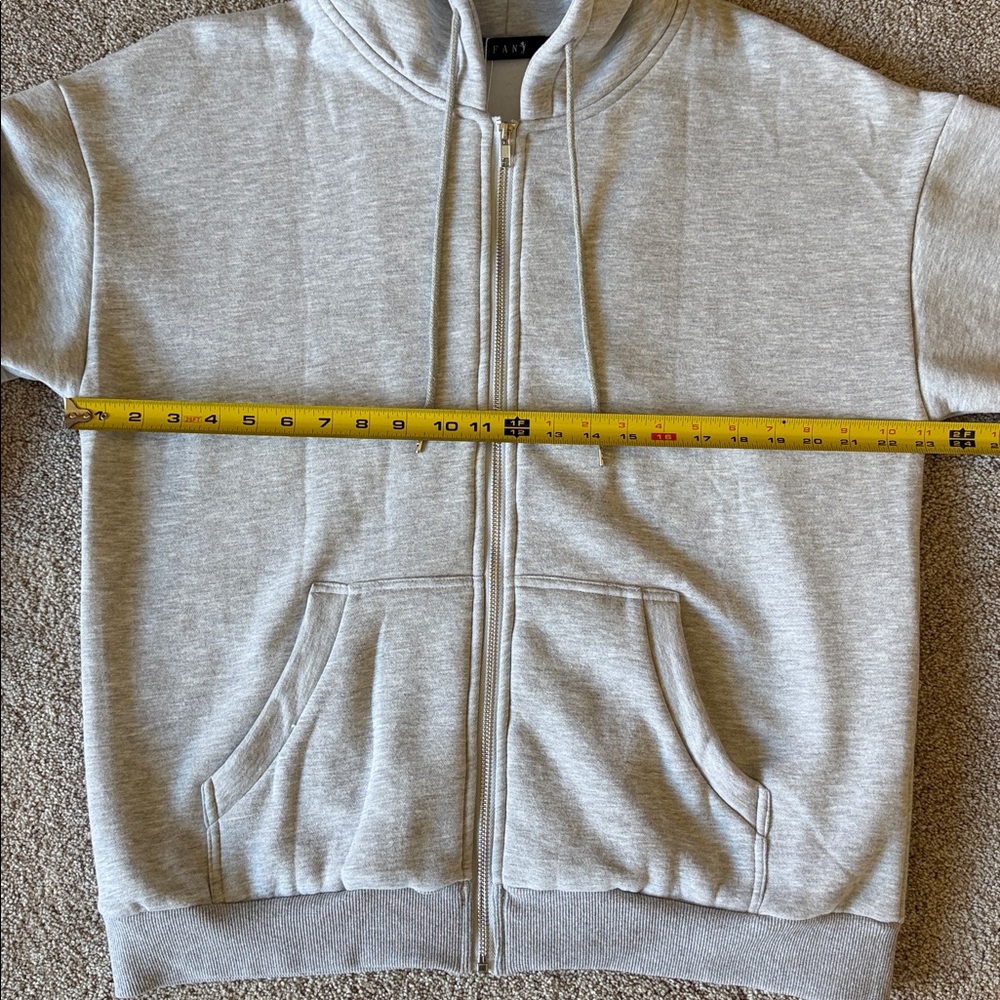 EFAN Women's Gray Zip-Up Drawstring Hoodie Fall Jacket Oversized Sz M - Picture 11 of 11